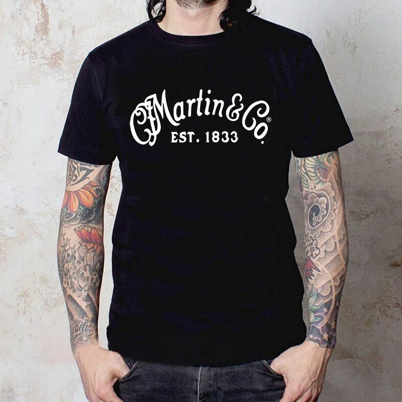 Martin Martin Guitarist Costume Rock Band T-shirt Men's Short Sleeve Instrument Print Cotton T-shirt Summer Clothing Tops Tee