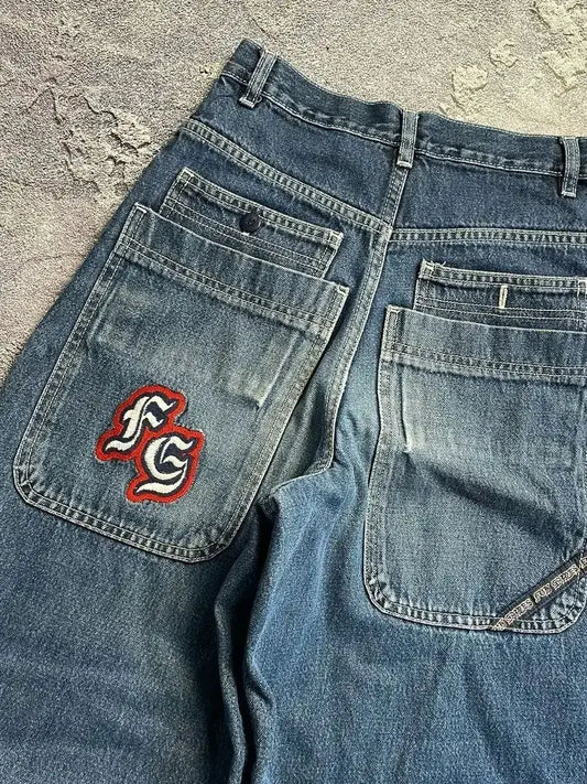 Y2k 2000s Clothes Baggy Jeans For Men  And Women Clothing Harajuku Fashion Retro Hip Hop Embroidery Trousers Woman Streetwear