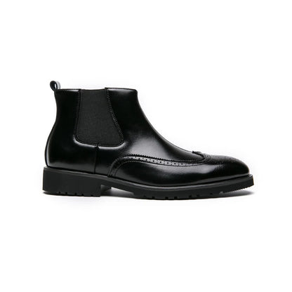 Luxury Men Brogue Boots Men's Ankle Boots High Quality Mens Chelsea Boots Slip on Oxford Formal Business Shoes Plus Size 38-46