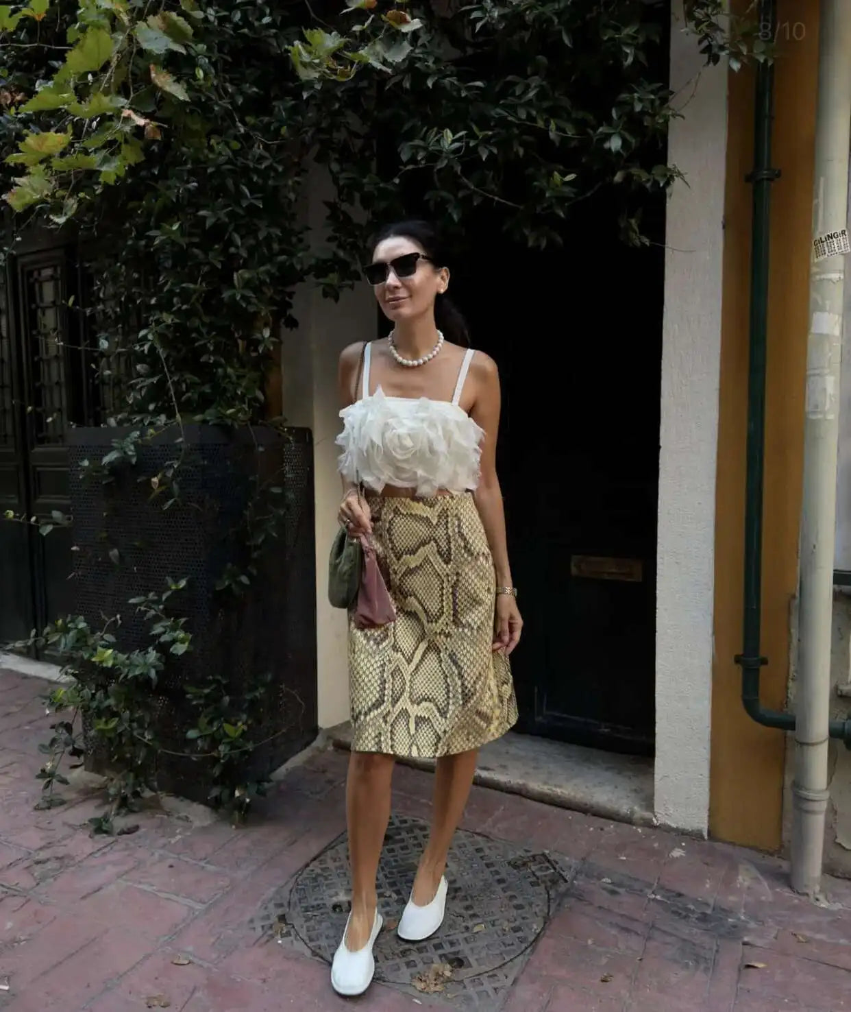 Snakeskin Printed Fashion Skirt Women's High Waist Slim Contrast Patchwork Commute Streetwear Female Vintage Y2k Skirt DDX8