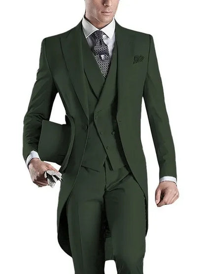 Costume Homme 3 Pieces Fashion Tuxedos Groom Wedding Men Suits Tuxedo Terno Masculino De Pour Hommes Blazer (Jacket+Pants+Vest)