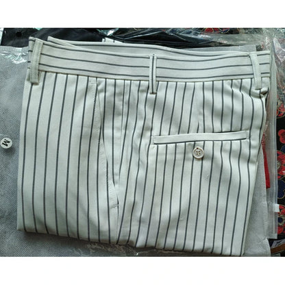 2026 Spring New Men's White Striped Suit Pants, Business Casual Trousers, Asian Size M-5XL 6XL Wedding Party Pantalones Hombre