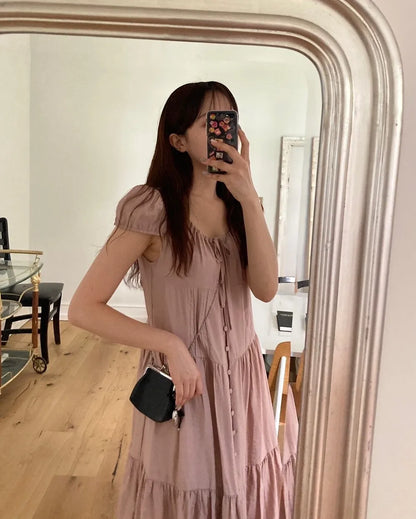 Spring 2025 Chic A-Line Dr Korean Sle Long Svel Women's Faionable Gown Ele Personali Commute Suitable Dr