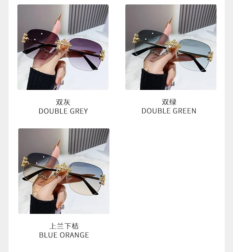 2025 New Frameless Sunglasses Women Men High-end Fashion Sunscreen Ladies Square Sun Glasses Alloy Legs Gafas De Sol UV400