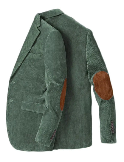 Men's Corduroy Blazer Business Casual Jacket with Elbow Patch Spring Fall Sport Coats Fashion Casual Single Breasted Men Jacket