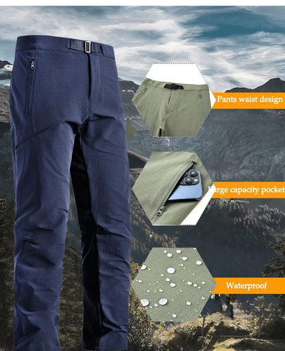 Male Hiking Pants Outdoor Waterproof Windproof Mountaineering Trousers Autumn With Belt Elasticity Fishing Cycling Cargo Pants