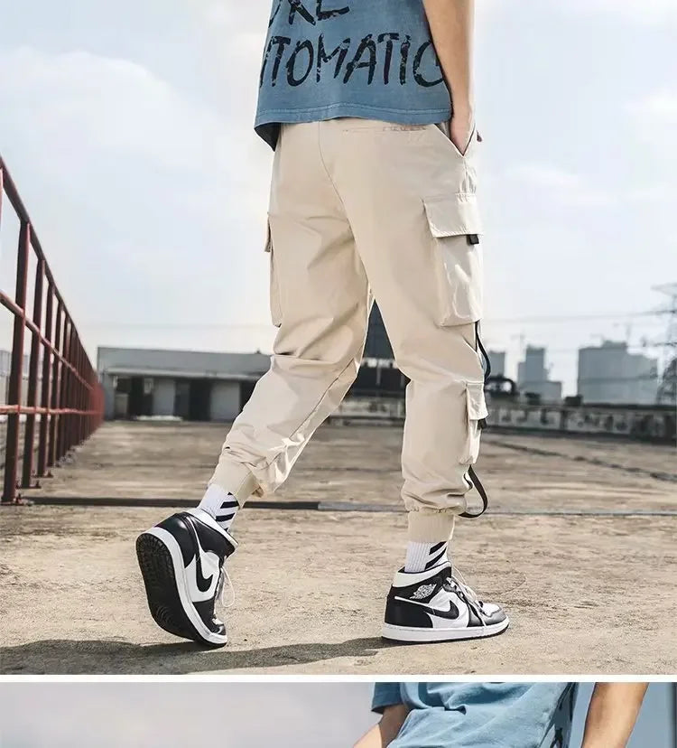 Mens Summer Army Green Loose Pant Joggers Pants Men Cargo Pants Hip Hop Casual Pockets Sweatpants Male Fashion Trousers