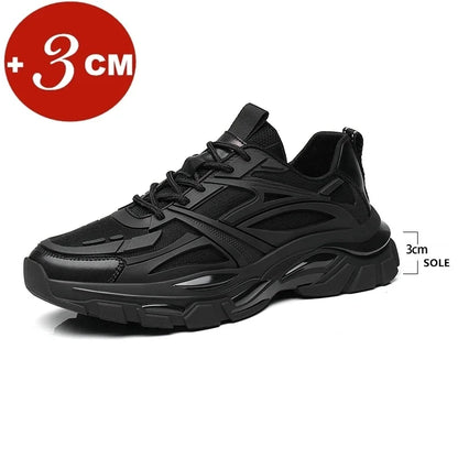 Four Seasons Thick and height-increasing sports shoes, men's genuine leather mesh casual men's shoes, trendy shoes
