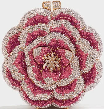 Rose Flower Crystal Evening Bags for Women Rhinestone Clutches Luxury Elegant Handbags Wedding Bride Gift Bags Banquet Shiny Bag