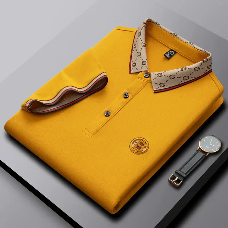 2025 New Summer Men's Business Leisure High end Fashion Boutique Embroidery Original Design Top Short sleeved Polo Shirt