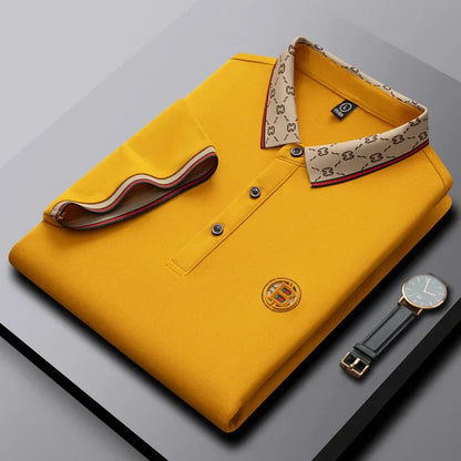 2025 New Summer Men's Business Leisure High end Fashion Boutique Embroidery Original Design Top Short sleeved Polo Shirt