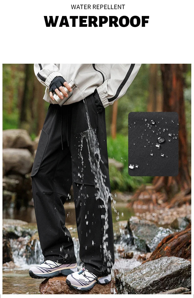 Male Hiking Pants Outdoor Waterproof Windproof Mountaineering Sports Pant Spring Autumn Zippered Pocket Fishing Camping Trousers