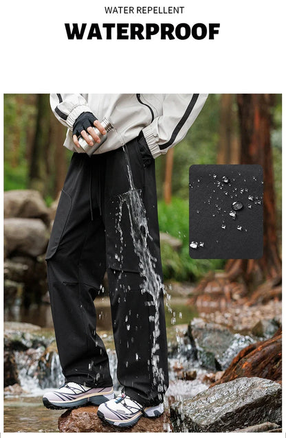 Male Hiking Pants Outdoor Waterproof Windproof Mountaineering Sports Pant Spring Autumn Zippered Pocket Fishing Camping Trousers