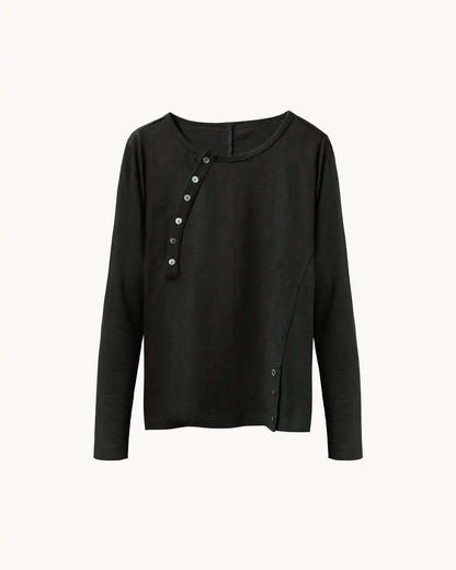 Mens Long Sleeve Y2K Cotton T-shirt Harajuku High Street Streetwear Button Design Casual Top Loose Fit New Arrival Unisex Trend