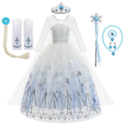 Frozen Snow Queen Elsa Anna Dresses for Girls Costumes Kids Cosplay Princess Children Gowns Clothes Party Dresses Outfits