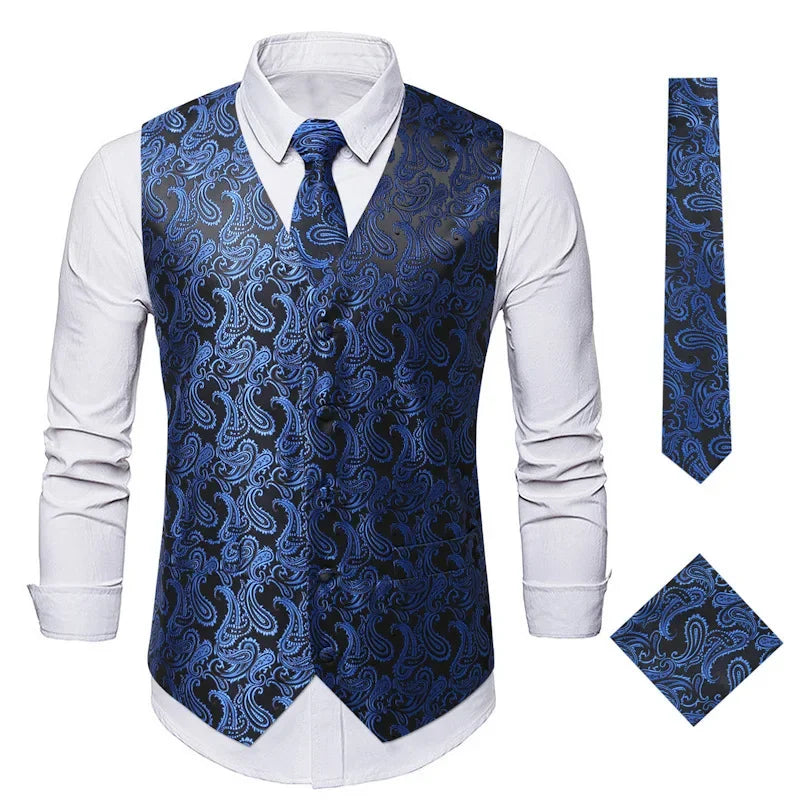 Red Men's Single Breasted V-Neck Sleeveless Vest Jacket, Wedding Party Vests, White Black Blue Green Waistcoat With tie and