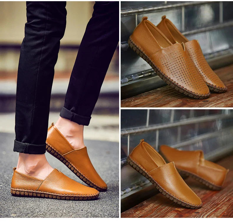 Fashion Men's Driving Shoes Handmade Leather Men Loafers Soft Breathable Men's Casual Shoes