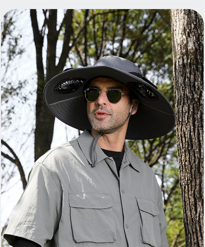 Summer For Outdoor Camping Fishing Hiking Sunscreen Fisherman Hat Solar Fan Cap Portable Solar Charging Cap with Fan Men Women