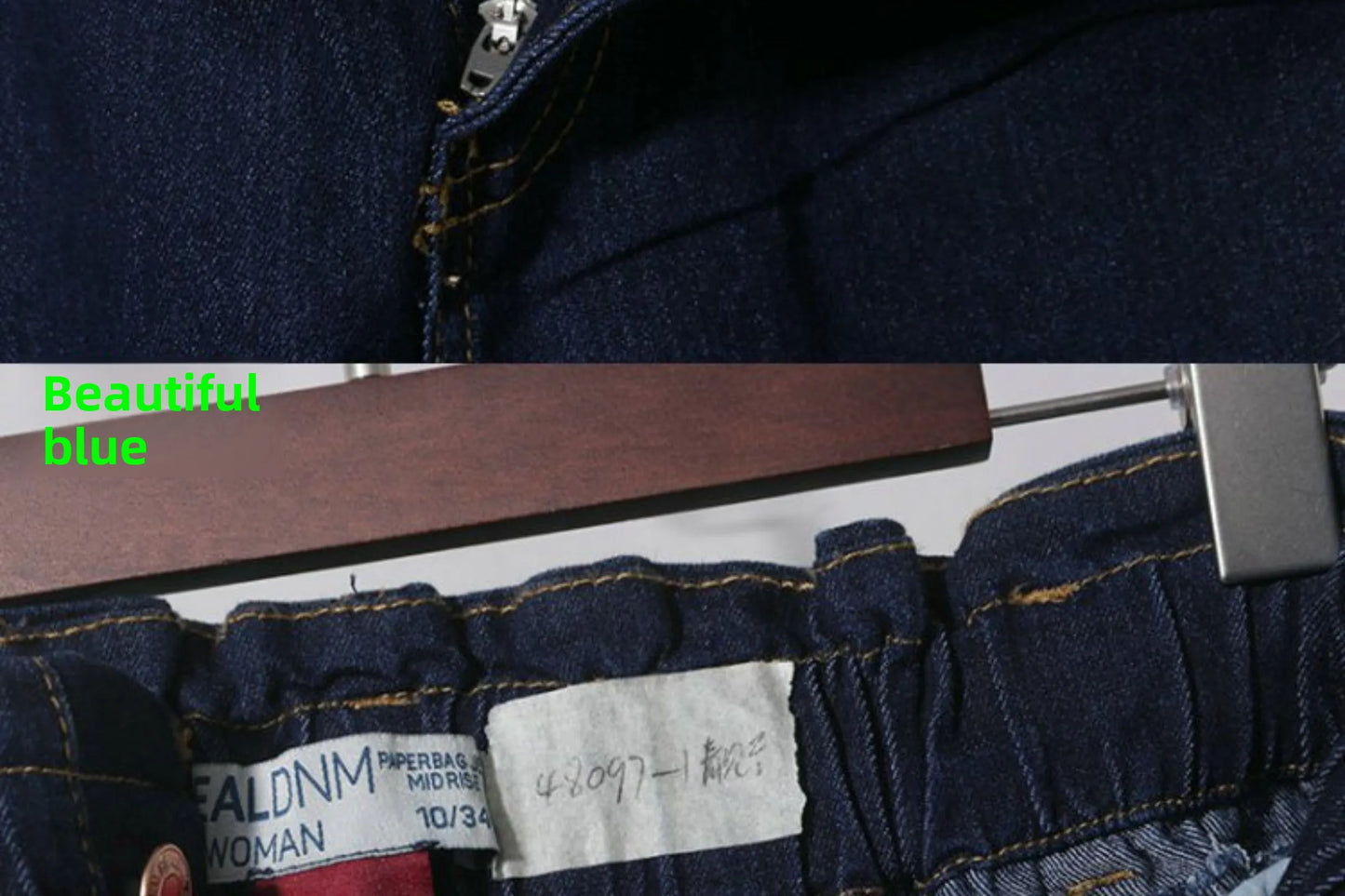 Casual High Waist Cotton Stretch Denim Capri Pants with Pleated Hem Elastic Waist Ladies Faion Spring Autumn Wear