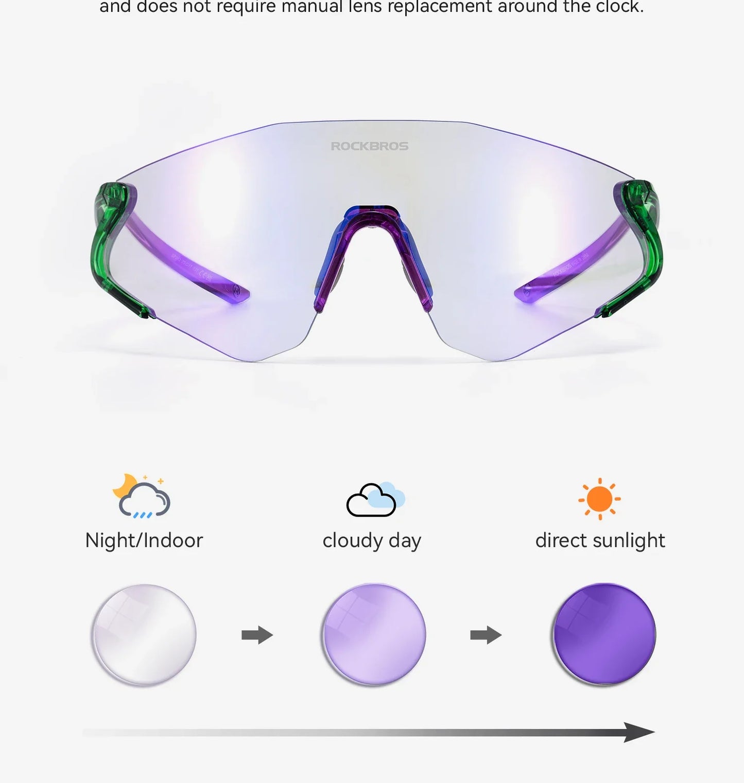 Photochromic Cycling Glasses Windproof Dustproof UV400 Protection Glasses Cycling Outdoor Sports Sunglasses Unisex