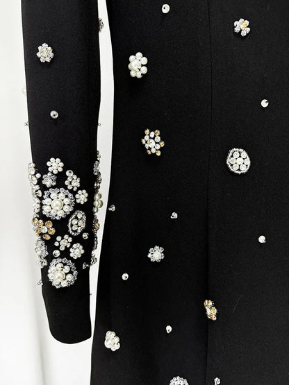 HIGH STREET Newest Fashion 2026 Designer Party Vestido Women's Formal Long Sleeve Luxurious Beaded Long Maxi Dress