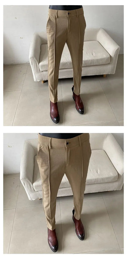 Summer New Light Thin Solid Color Suit Pants High Quality Slim Fit Stretch Trousers Men's Formal Business Social Dress Pants