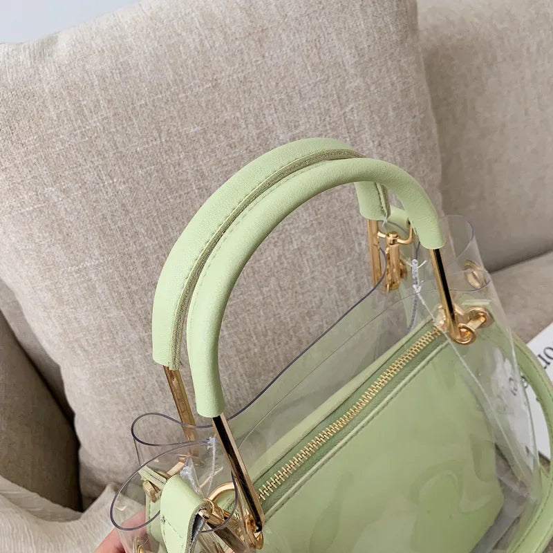 Fashion Transparent Women Shoulder Bag Jelly Candy Summer Beach Handbag for Female Messenger Bags Bolsa Totes Bucket Bag