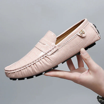 Patent Leather Loafers for Men, Crocodile Pattern, Korean Style, Trendy, Popular Casual Leather Shoes, Slip-On Loafers, Lazy Shoes