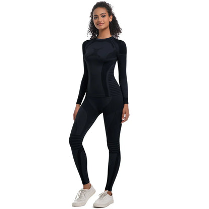 Women Skiwear Set Yoga Set Skiing Underwear Fitness Workout Thermal Gym Ski Snowboarding Running Yoga Exercise Suit Long Johns