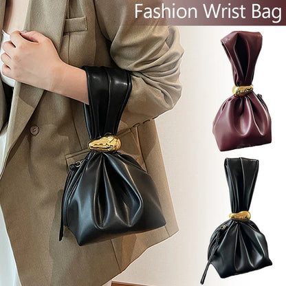 Design Mini Pu Leather Dumpling Niche Clutch Bags for Women Fashion Knotted Female Retro Shoulder Bag Wrist Handbags and Purses