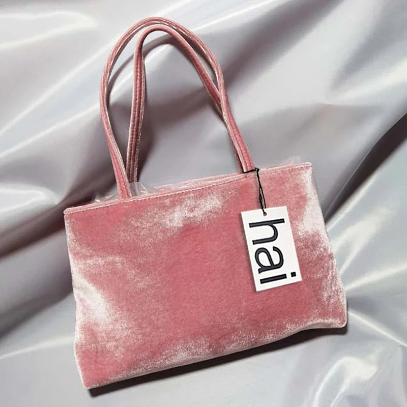 Luxury Premium Designer Elegant Womens Silk Satin Small Tote Solid Color Shoulder Underarm Purse Versatile Fashion Commuting Bag