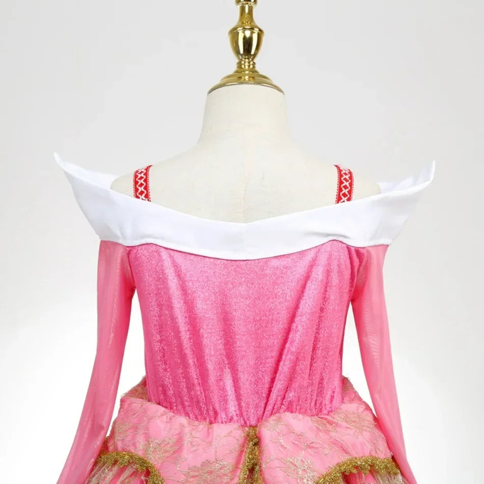Girls Sleeping Beauty Aurora Princess Halloween Cosplay Dress Off Shoulder Kids Gift Carnival Party Fancy Princess Clothing