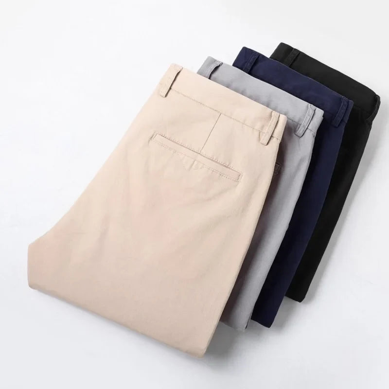 190 Cm Tall Men's Pants Summer Straight Chino Trouser Male Stretch Cotton Office Work Extra Long Leg Length 115 110cm Lengthed
