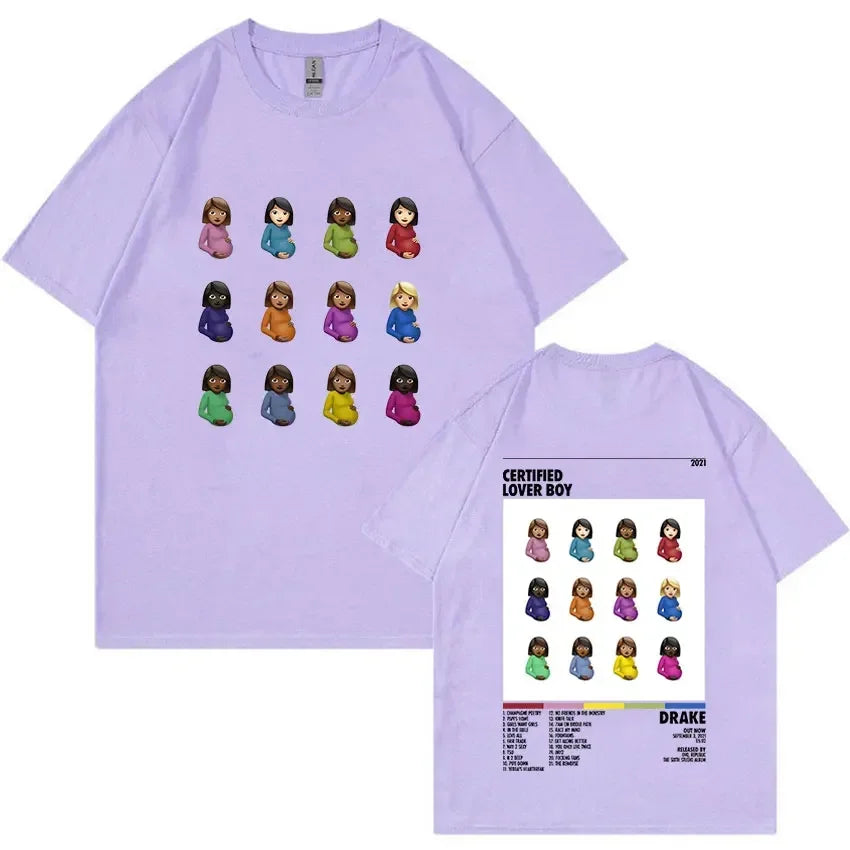 Rapper Drake Certified Lover Boy Album Print Graphic T Shirt Unisex Hip Hop Fashion T-shirt Men's 100% Cotton Oversized T-shirts