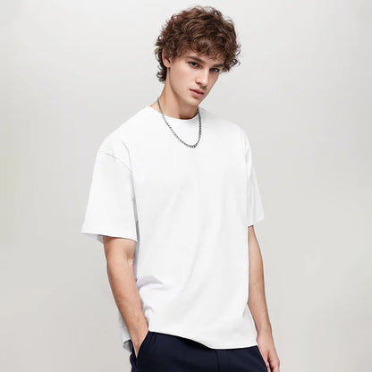 Men's Oversized T-Shirt 9.9oz 280 Grams Heavy High Quality Short Sleeve Cotton Tee Solid Color Unisex Streetwear