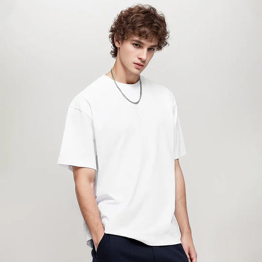 Men's Oversized T-Shirt 9.9oz 280 Grams Heavy High Quality Short Sleeve Cotton Tee Solid Color Unisex Streetwear