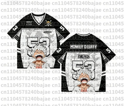 2026 New One Piece Monkey D.Luffy Zoro Anime Football Jersey Summer Plus Size Breathable Jersey Cosplay Short Sleeve T-shirt