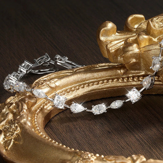 Bracelets tennis moissanite 6,3 - 8,1 carats pour femmes et hommes, diamants de laboratoire D VVS1, plaqué or 18 carats sur argent sterling 925