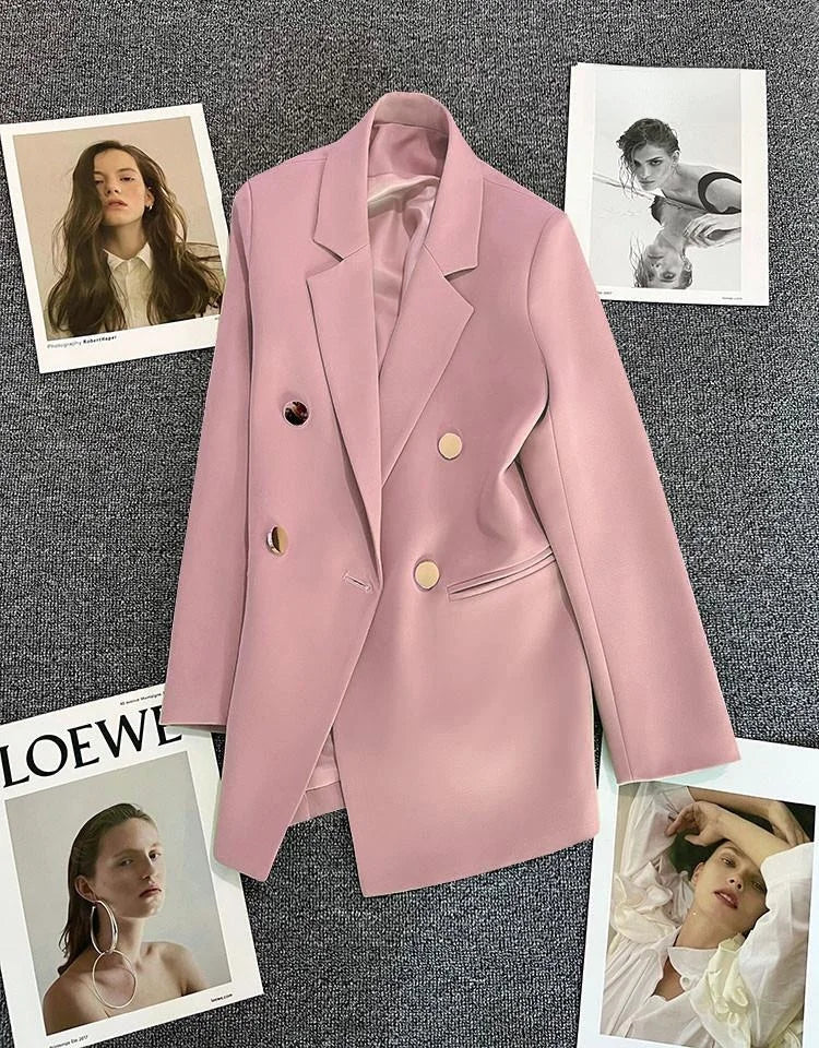 Women's Casual  Jaet Coat 22 Colors Small Suit Outerwear Long Sve Commute Sle Pure Color Spring Season