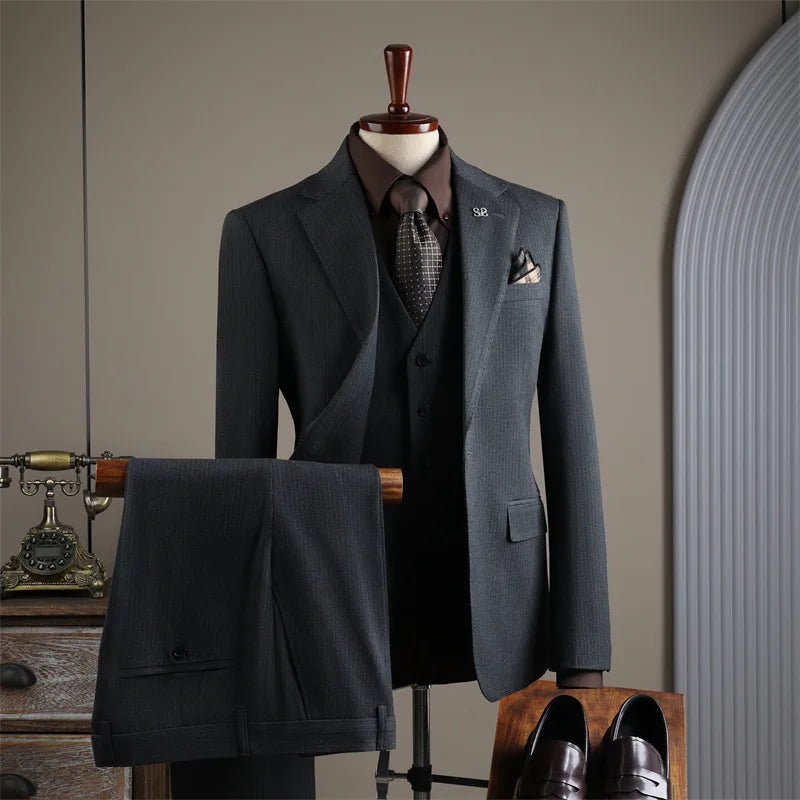 Evening Dinner Formal Slim Fit Suit Sets For Men Wedding Party Classic Tuxedos Fashion Banquet Male High-end Outfits 3 Pieces