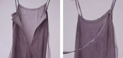 Slimming Effect Purple Mesh Ankle-Length Dress Women's plus Size Strapless Gown Korean Style High Waist A-Line Skirt