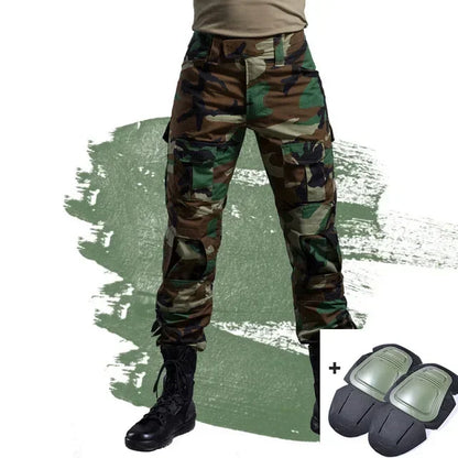 Men's Fashion Outdoor Hiking Overalls Pants Camouflage Tactical Pants Hunting Uniform Fighting Multi-Pocket Trousers