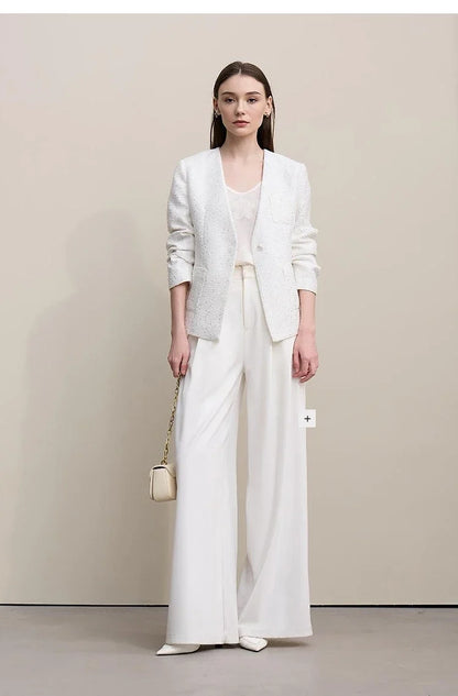 Blazer Women 2026 Autumn New Elegant Versatile V-neck Jacket Female Single Button Slim Women's Long Sleeve Top 12641057