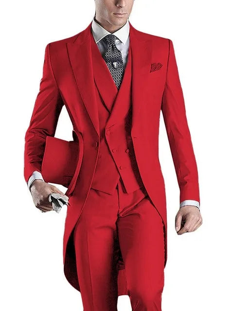 Costume Homme 3 Pieces Fashion Tuxedos Groom Wedding Men Suits Tuxedo Terno Masculino De Pour Hommes Blazer (Jacket+Pants+Vest)