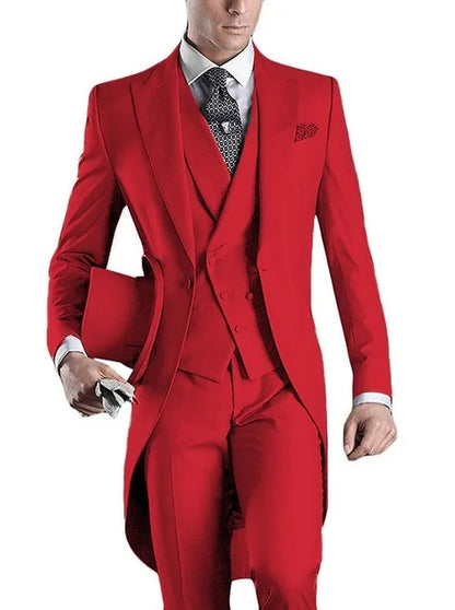Costume Homme 3 Pieces Fashion Tuxedos Groom Wedding Men Suits Tuxedo Terno Masculino De Pour Hommes Blazer (Jacket+Pants+Vest)