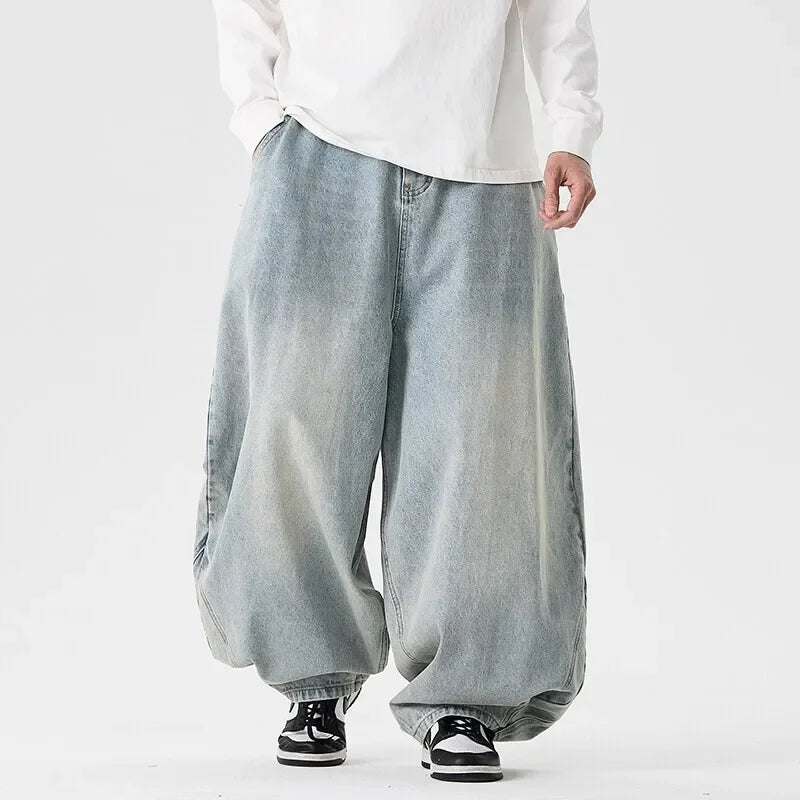 Spring Men Streetwear Denim Pants Men Harajuku Washed Baggy Jeans Men Y2K Fashion Punk Casual High Waist Wide Leg Pants