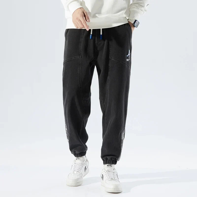 Korean Popular Clothes Jeans Casual Men Loose Fit Stretch Spandex Denim Jogger Pant Male Hip Hop Streetwear Trouser Big Size 8XL