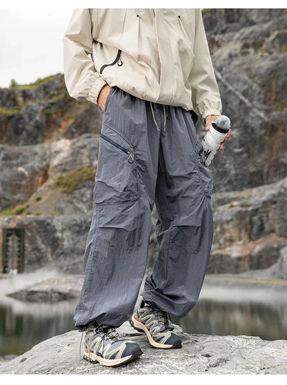 Male Hiking Pants Outdoor Waterproof Mountaineering Sports Trousers Autumn Elastic Waist Breathable Camping Fishing Cargo Pants