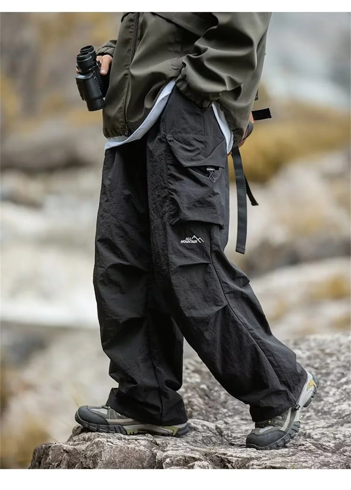 New Trendy New Men's Spring/Summer Breathable Outdoor Cargo Parachute Pants Leisure Hiking Mountaineering Water-resist Pants