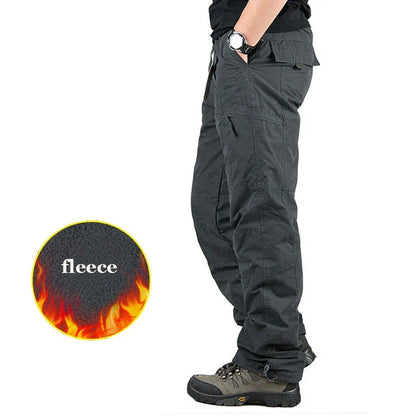 Tactical Fleece Pants Men Winter Outdoor Work Cargo Trousers Thicken Warm Baggy Long Trousers Male Multi-pocket Tactical Pants